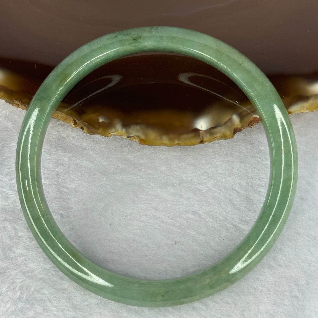 Type A Green and Dark Brown Patch Jadeite Bangle 33.95g Internal 59.3mm 9.1 by 7.1mm - Huangs Jadeite and Jewelry Pte Ltd