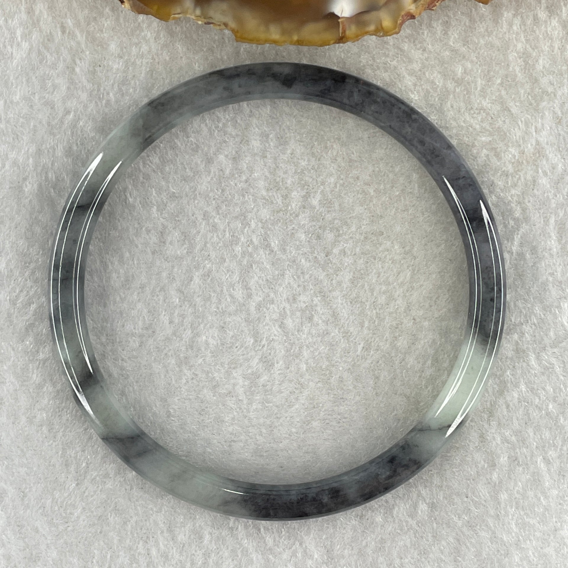 Type A Natural Wuji Grey with Green Piao Hua Jadeite Bangle 15.55g Internal Diameter 56.9mm 5.5 by 5.4mm (Very Slight Internal Lines) - Huangs Jadeite and Jewelry Pte Ltd