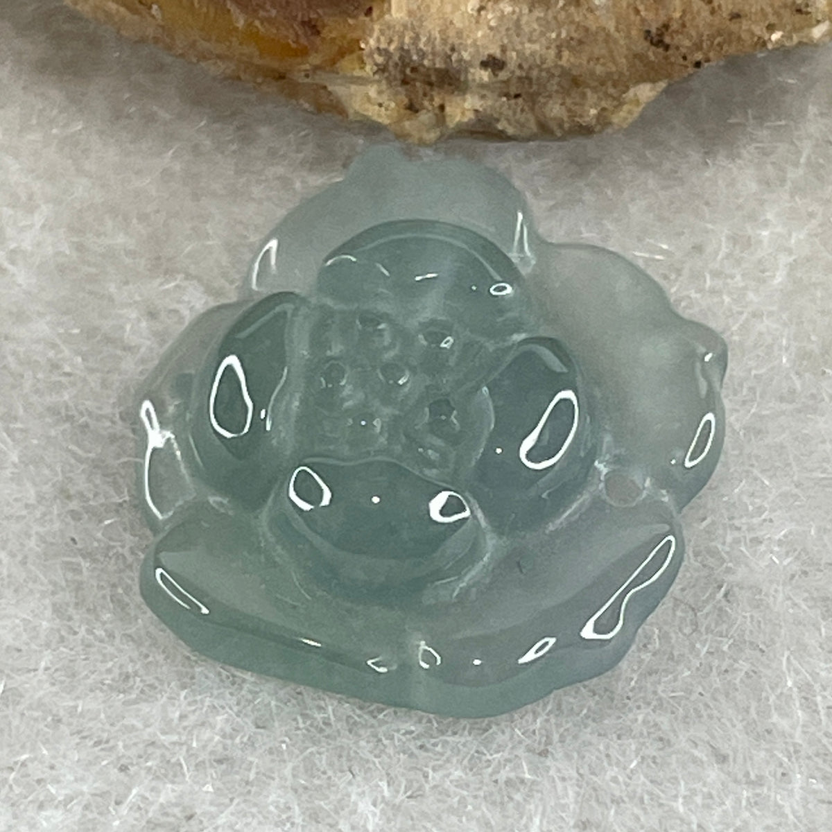 Natural Type A Greyish Green Jadeite Lotus Flower Pendant | Bloom Purity, Grounding & Serenity Talisman (1.20g | 14.8 x 13.7 x 4.1mm) - Huangs Jadeite and Jewelry Pte Ltd