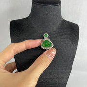 Natural Type A Omphacite Spicy Green Jadeite Milo Buddha Pendant in S925 Silver | (4.47g | 12.5 x 16.5 x 3.0mm | Power Catalyst, Laughing Buddha Joy & Fortune Anchor, Feng Shui Harmony & Abundance Pendant) - Huangs Jadeite and Jewelry Pte Ltd