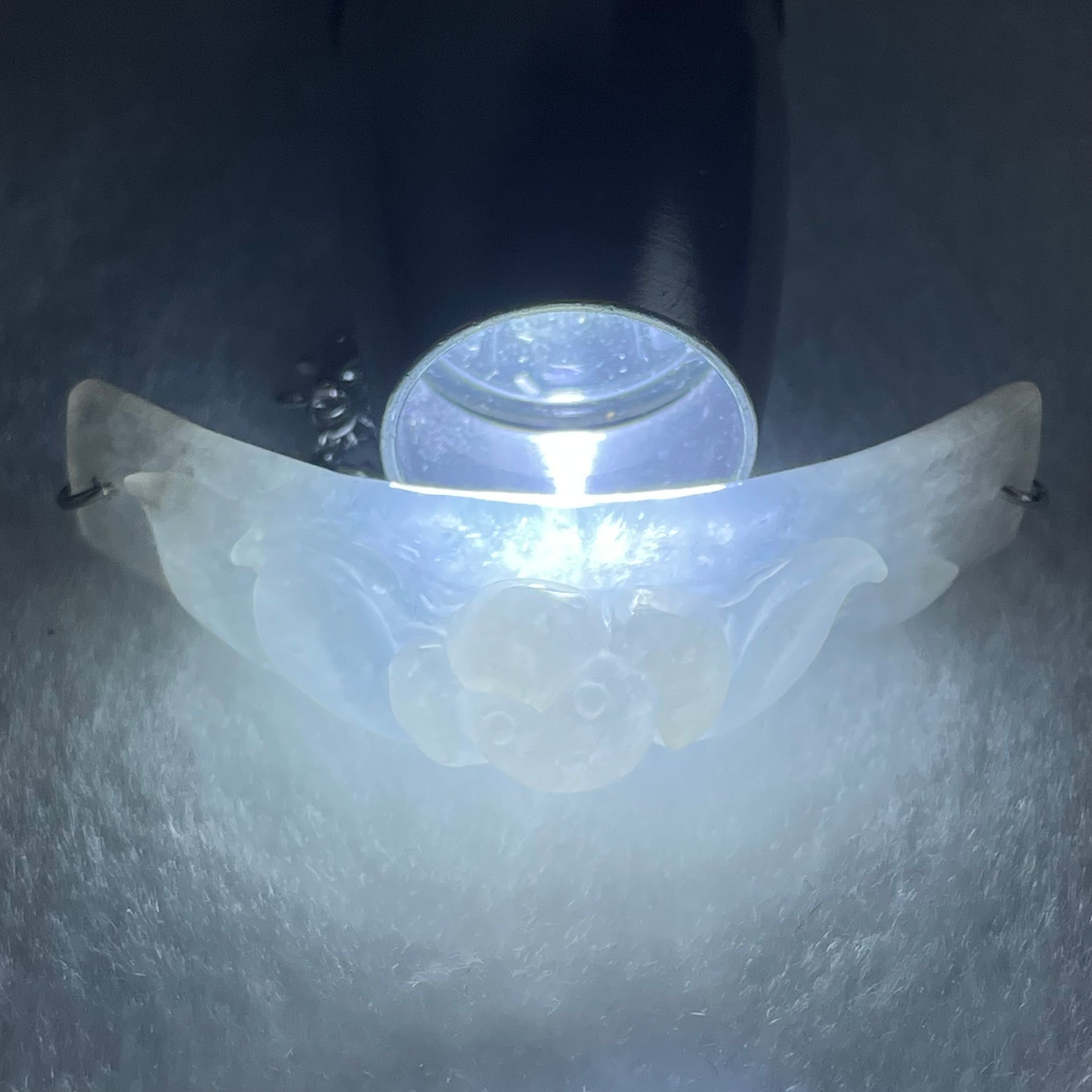 Type A Semi Icy Faint Lavender Jadeite Flower Charm in S925 Sliver Bracelets 13.70g 53.0 by 12.8 by 13.5mm - Huangs Jadeite and Jewelry Pte Ltd