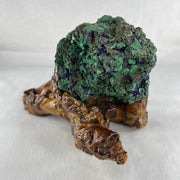 Natural Azurite with Wooden Stand Display 688.5g 180.0 by 99.6 by 120.0mm - Huangs Jadeite and Jewelry Pte Ltd