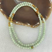 Type A Light Apple Green and Yellow Jadeite Beads Necklace 38.75g 64cm 5.8mm 122 Beads - Huangs Jadeite and Jewelry Pte Ltd