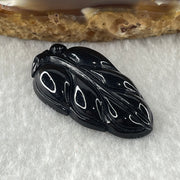 Type A Opaque Black Omphacite Leaf Pendant Charm 5.60g 31.5 by 18.0 by 5.7mm - Huangs Jadeite and Jewelry Pte Ltd
