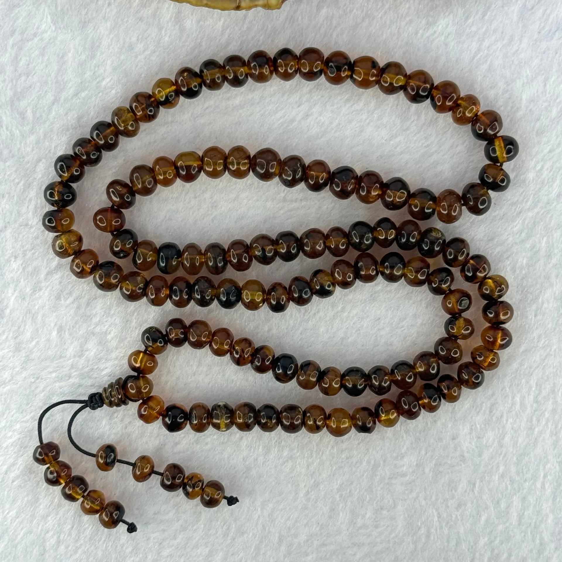 Natural Cognac Flower Amber Beads Necklace 14.28g 54cm 6.3mm 108 Beads - Huangs Jadeite and Jewelry Pte Ltd