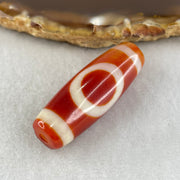Natural Powerful Tibetan Old Oily Red White Agate One Eye Earth Element Dzi Bead Heavenly Master (Tian Zhu) 一眼土元素天珠 9.86g 37.7 by 13.1mm - Huangs Jadeite and Jewelry Pte Ltd