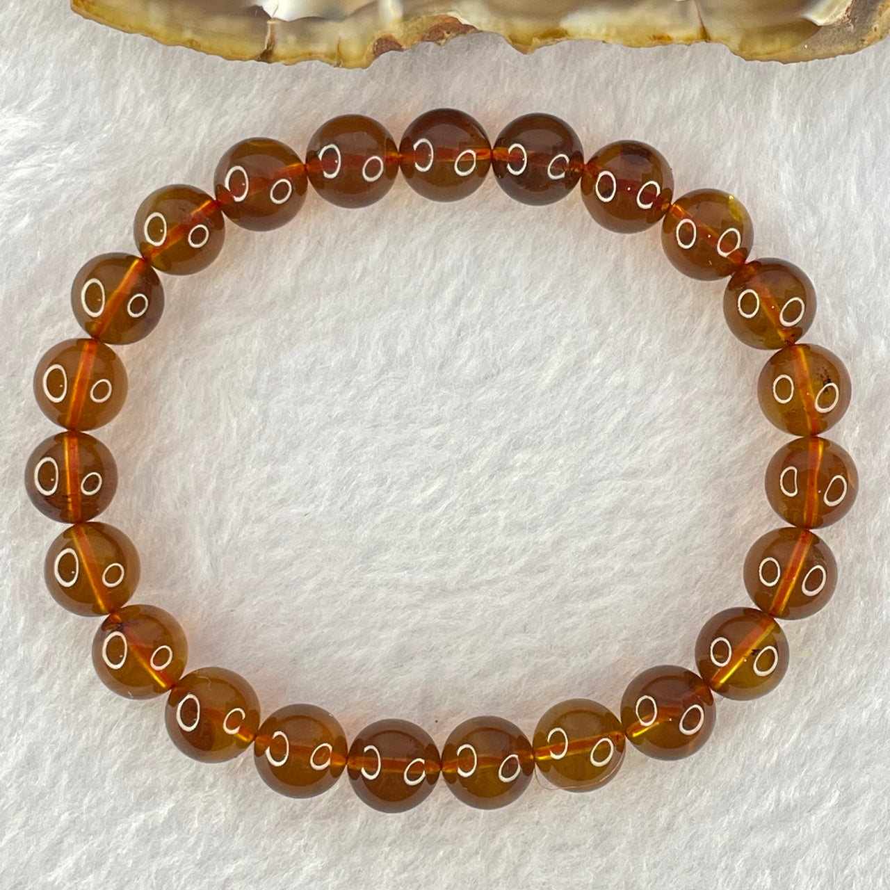 Natural Purple Honey Amber Beads Bracelet 天然紫蜜琥珀手链 6.00g 15cm 7.9mm 23 Beads - Huangs Jadeite and Jewelry Pte Ltd