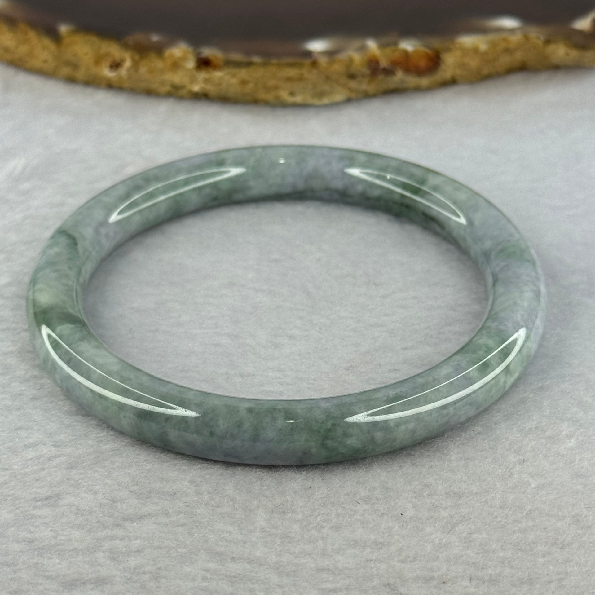 Type A Deep Lavender and Green Piao Hua Jadeite Bangle 34.03g Internal Diameter 55.8mm 8.0 by 8.0mm (Internal Line) - Huangs Jadeite and Jewelry Pte Ltd