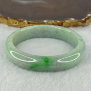 Type A Light Green with Bright Green Patches Jadeite Bangle 78.00g Internal Diameter 61.7mm 14.5 by 9.9mm (Very Slight External Rough) - Huangs Jadeite and Jewelry Pte Ltd