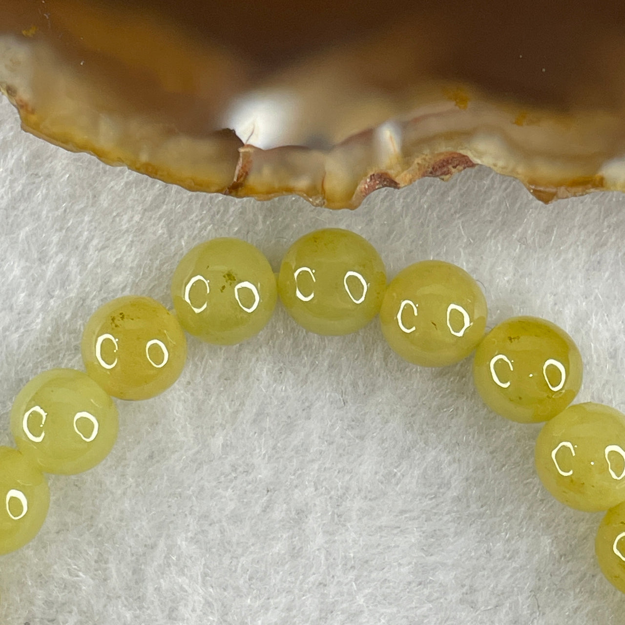 High Grade Natural Type A Intense Yellow Jadeite  Beads Bracelet 18.28g 15cm 7.8mm 24 Beads
