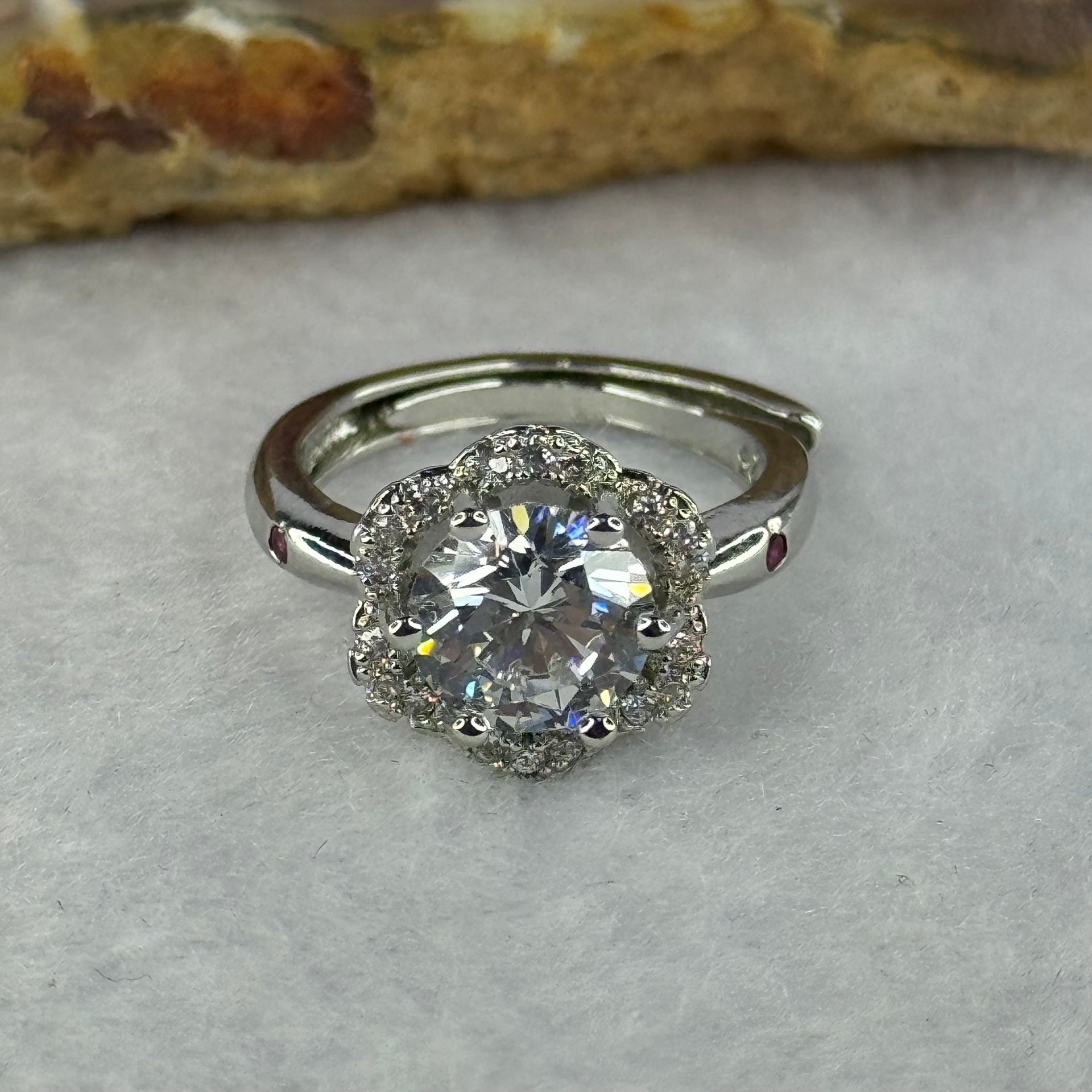 Cubic Zirconia in S925 Sliver Ring (Adjustable Size) 4.05g 8.5 by 4.0mm - Huangs Jadeite and Jewelry Pte Ltd