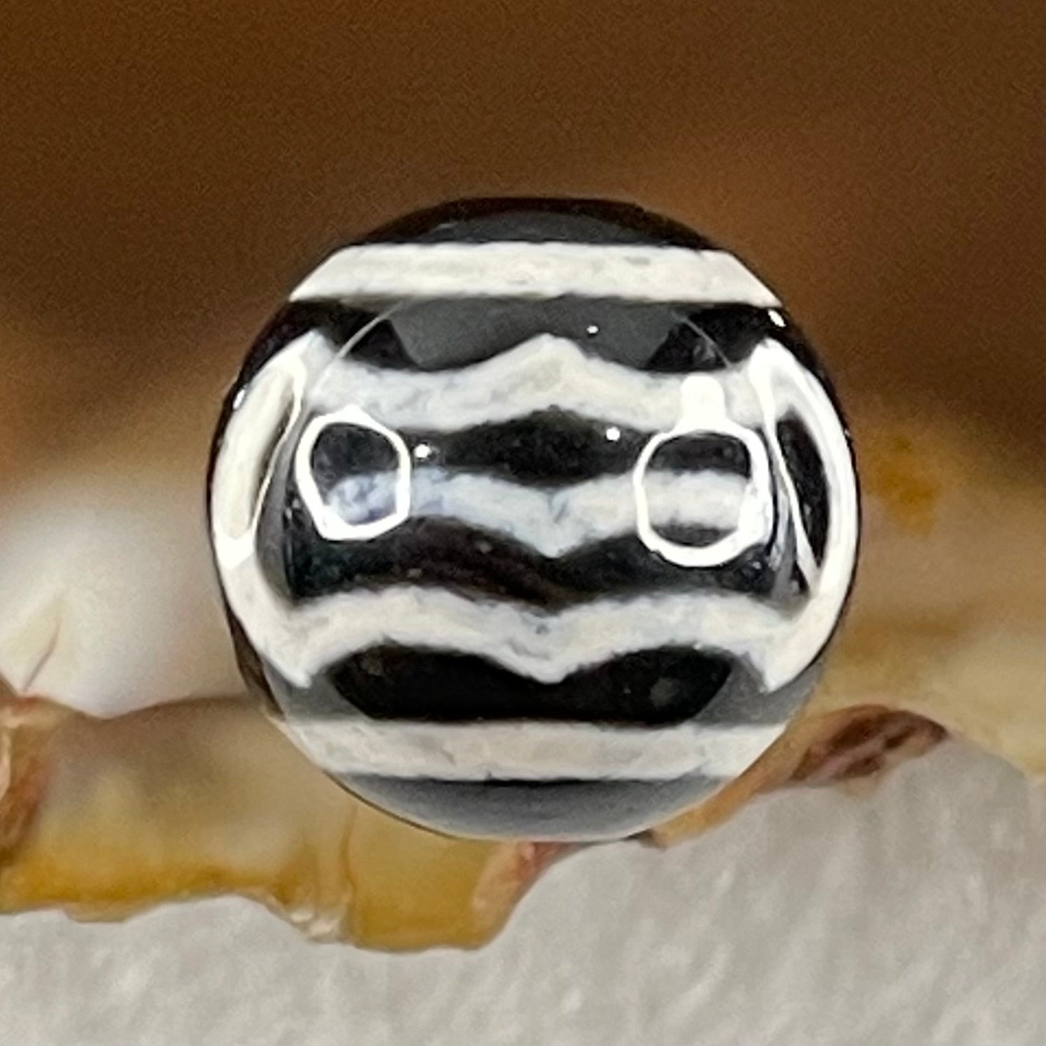 Natural Powerful Tibetan Old Oily Agate Garuda Dzi Bead Heavenly Master (Tian Zhu) 1.43g 10.0 by 10.4mm - Huangs Jadeite and Jewelry Pte Ltd