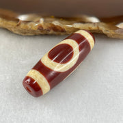 Natural Powerful Tibetan Old Oily Red White Agate One Eye Fire Sign Dzi Bead Heavenly Master (Tian Zhu) 一眼火天珠 10.41g 38.0 by 13.3mm - Huangs Jadeite and Jewelry Pte Ltd