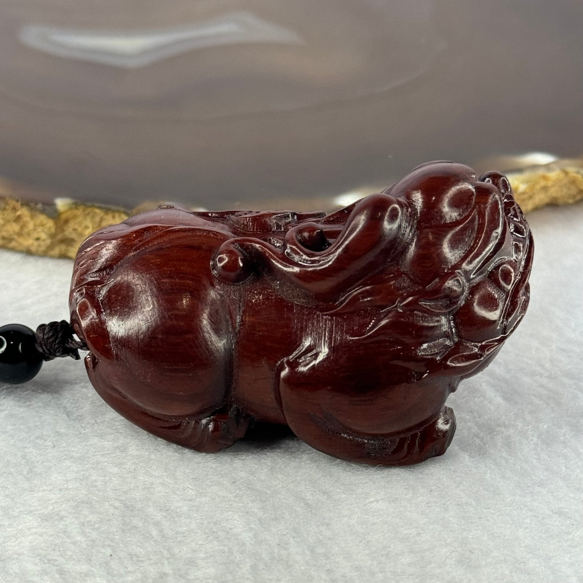 Natural African Rosewood Pixiu Handplay 天然非洲紫檀貔貅手把件 53.34g 60.7 by 35.3 by 36.6mm - Huangs Jadeite and Jewelry Pte Ltd
