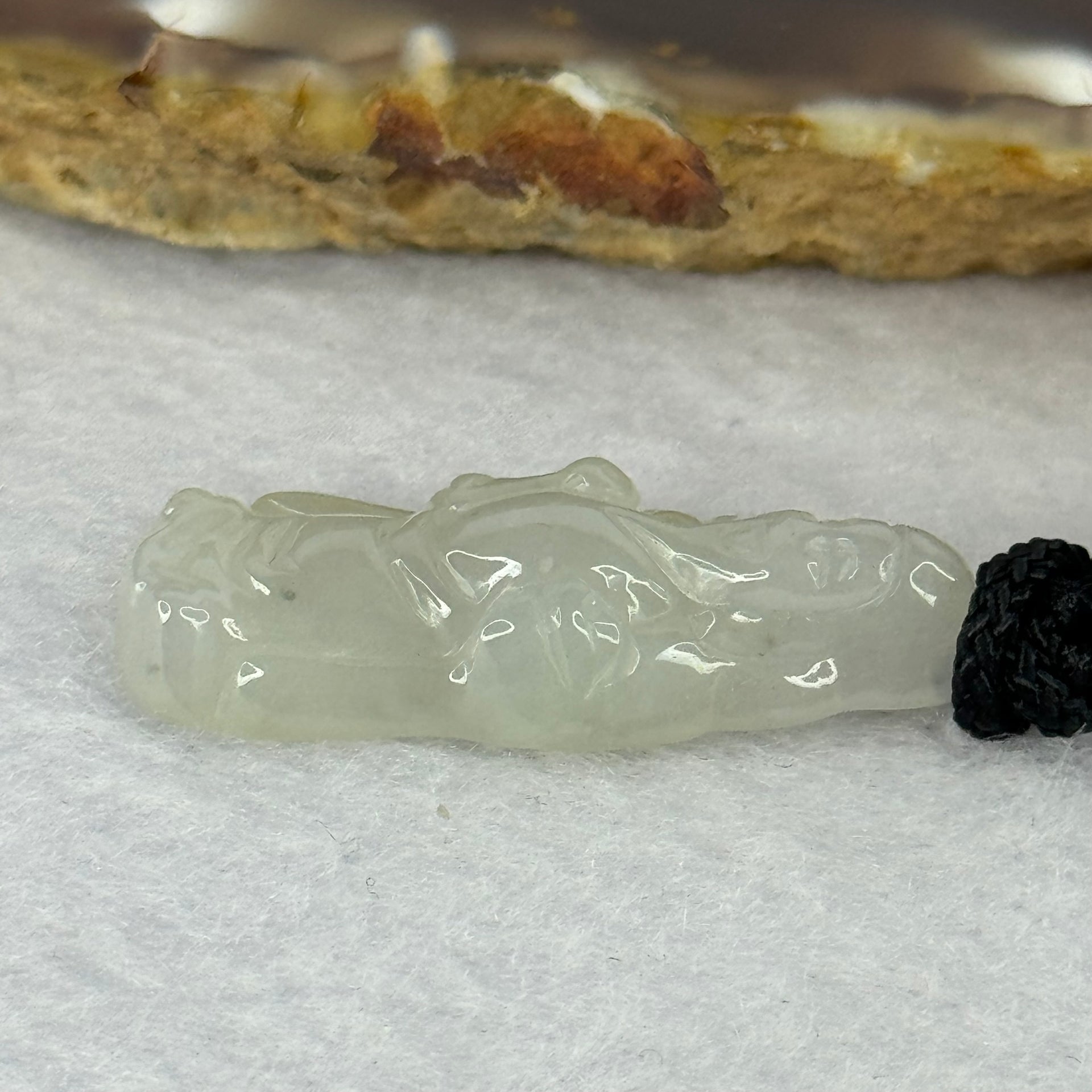 Type A Semi Icy Cai Shen Ye God of Fortune 4.93g 31.5 by 12.5 by 6.0mm - Huangs Jadeite and Jewelry Pte Ltd