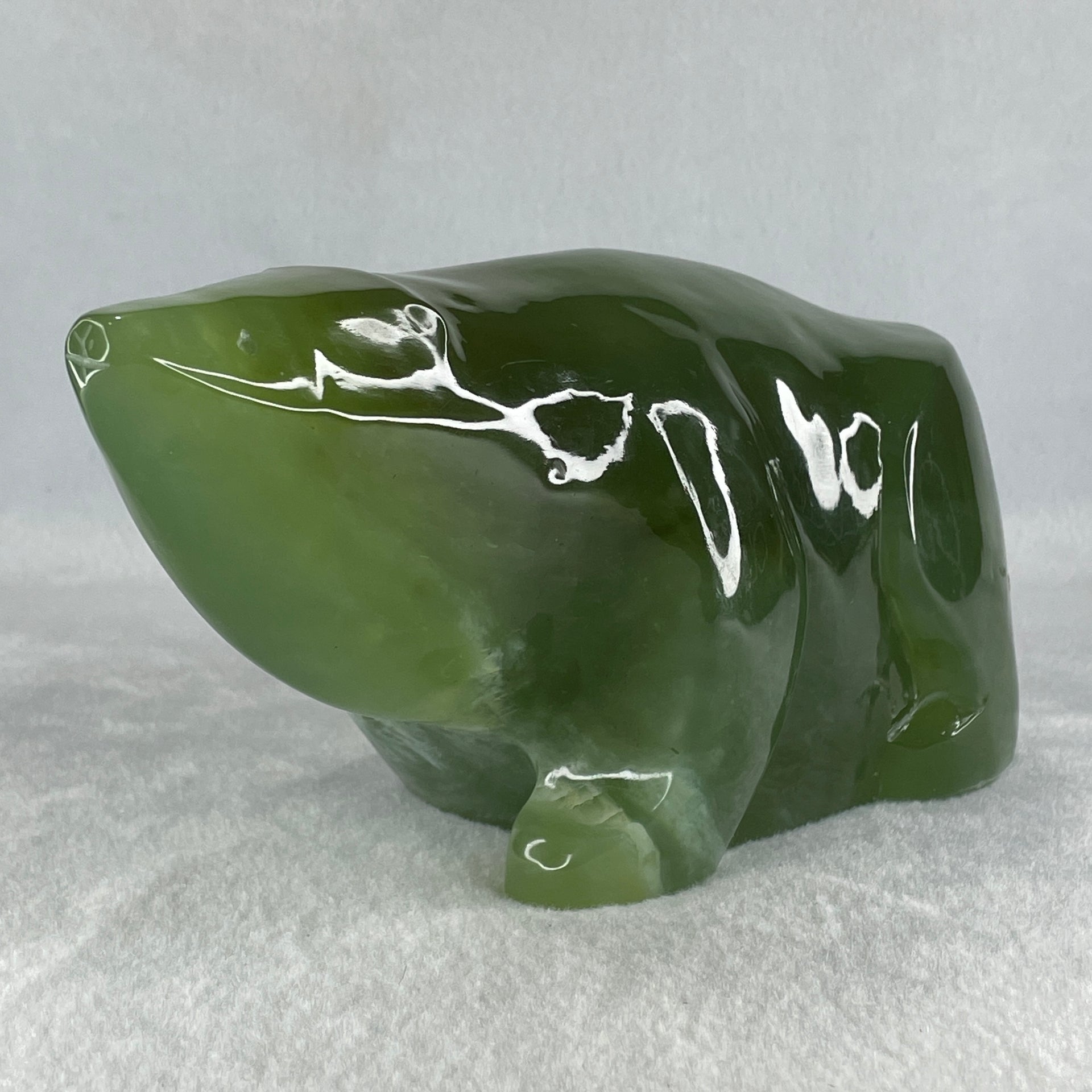 Natural Dark Green Serpentine Polar Bear Display 1991.7g 195.0 by 87.1 by 95.0mm - Huangs Jadeite and Jewelry Pte Ltd