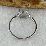 Natural Type A Semi Icy Faint Lavender Jadeite Round Shape Cabouchon in S925 Silver Ring (Adjustable Size) 1.33g 7.7 by 4.5mm - Huangs Jadeite and Jewelry Pte Ltd