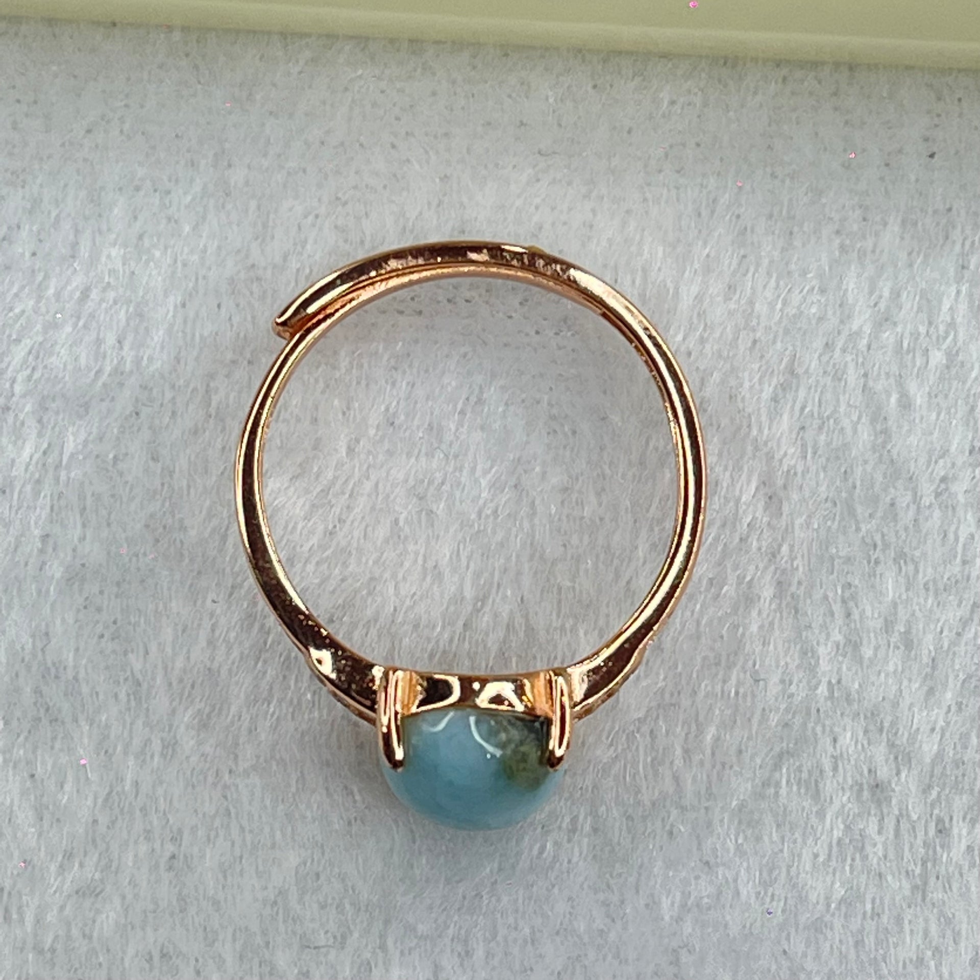 Natural Larimar in S925 Silver Rose Gold Color Ring (Adjustable Size) 2.18g 9.7 by 7.8 by 4.0mm - Huangs Jadeite and Jewelry Pte Ltd