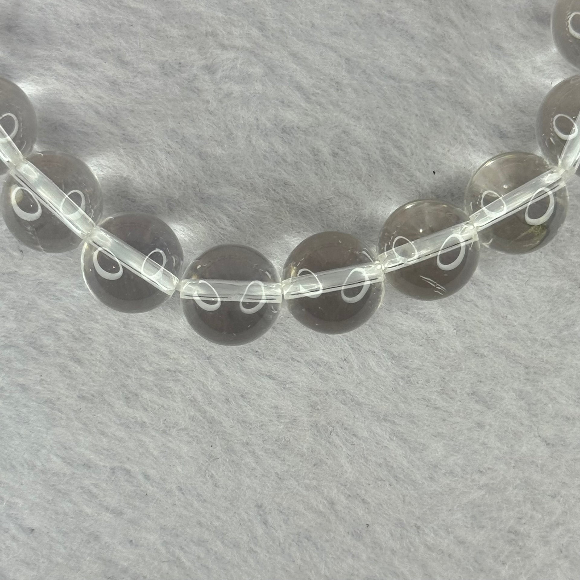 Natural Clear Quartz Bracelet 天然白水晶手链 28.91g 16cm 10.6mm 18 Beads - Huangs Jadeite and Jewelry Pte Ltd