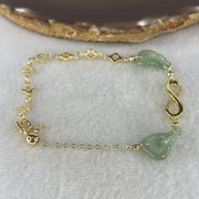 Natural Type A Blueish Green Jadeite Multi-Heart Bracelet | Adjustable 14-17cm Gold-Toned Elegant Fine Layering Chain (4.77g,  10.8x10.4x2.4mm 4 Pieces) - Huangs Jadeite and Jewelry Pte Ltd