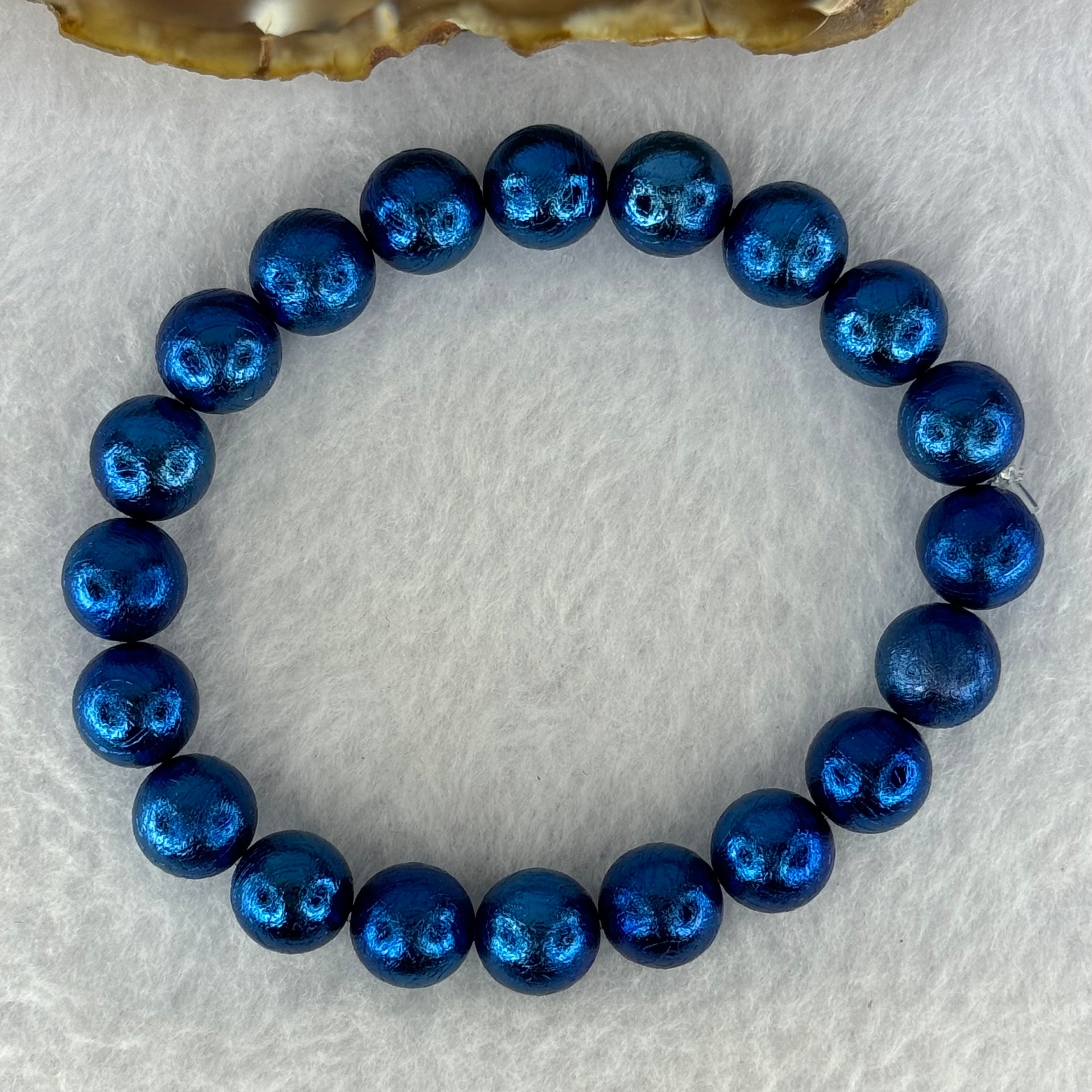 Natural Meteorite Bule Color Beads Bracelet 88.65g 17.5cm 10.3mm 20 Beads - Huangs Jadeite and Jewelry Pte Ltd