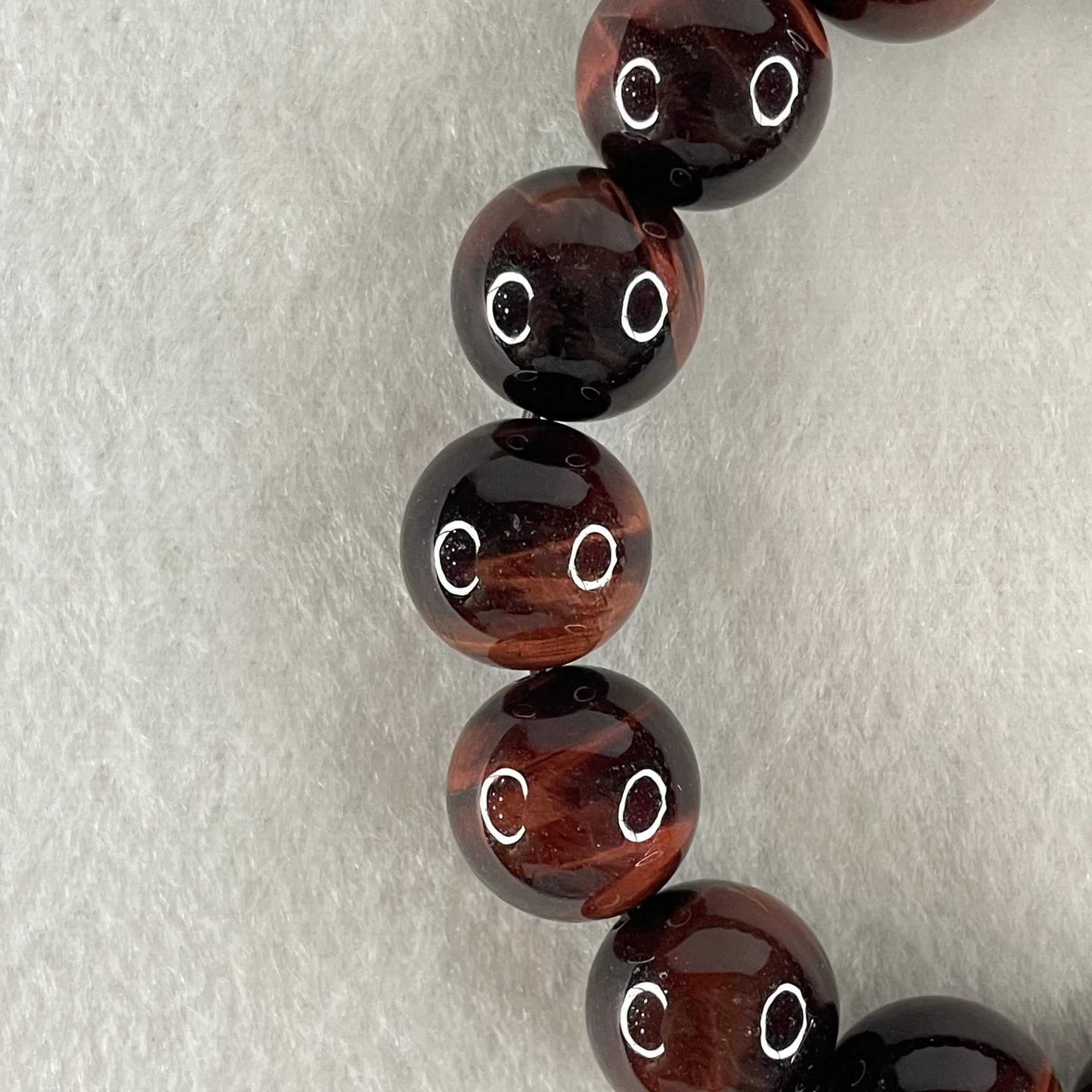 Natural Red Tiger's Eye Quartz Beads Bracelet 59.31g 16.5cm 14.1mm 15 Beads - Huangs Jadeite and Jewelry Pte Ltd
