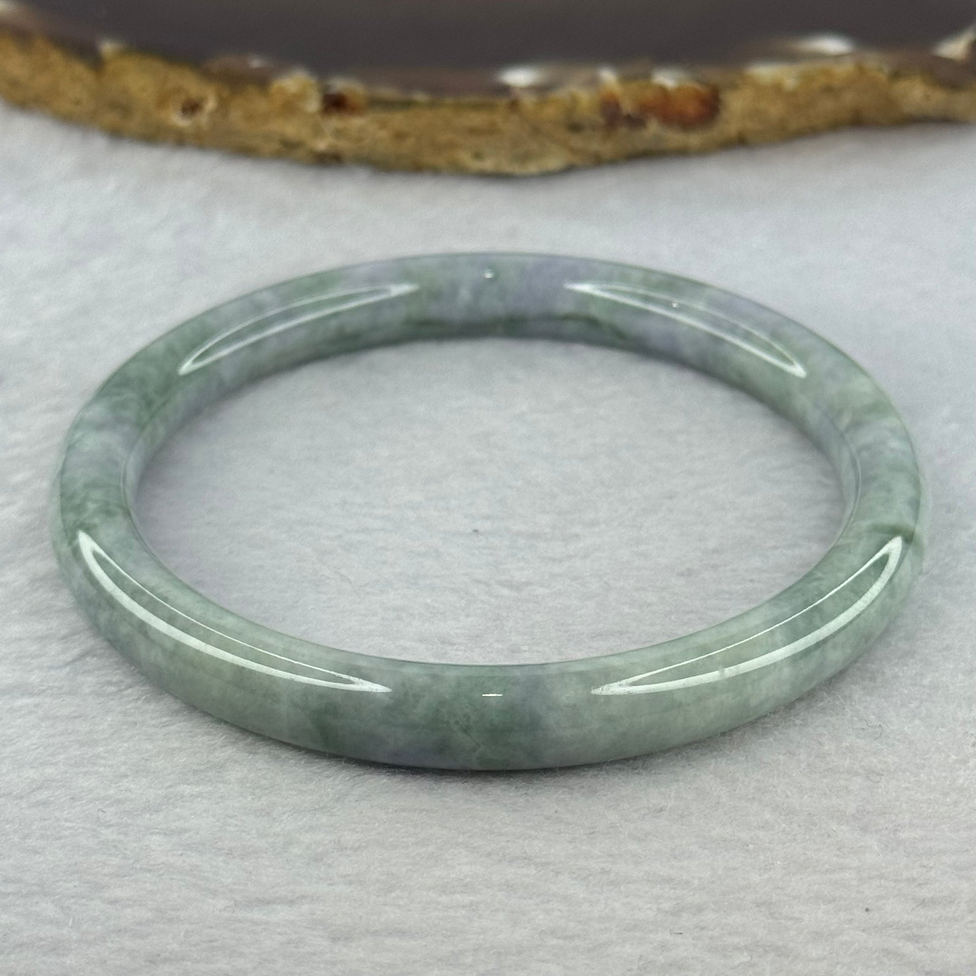 Type A Deep Lavender and Green Piao Hua Jadeite Bangle 30.98g Internal Diameter 59.1mm 8.1 by 7.4mm (Internal Line) - Huangs Jadeite and Jewelry Pte Ltd