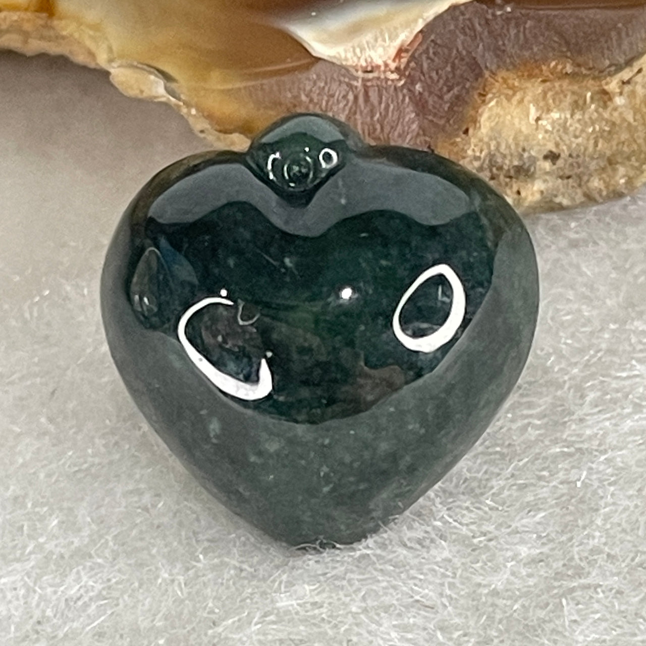 Natural Type A Old Mine Dark Blueish Green Jadeite Pendant | 14.5mm Carved Jade Heart Shape Romantic Love Amulet (2.42g 14.5x7.0mm)