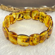 Natural Yellow Flower Amber Shou Pai Bracelet 天然花珀手牌手链 14.27g 17.5cm 18.6 by 12.7 by 4.8mm 15pcs - Huangs Jadeite and Jewelry Pte Ltd