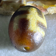 Natural Powerful Tibetan Old Oily Agate Double Swastika Dzi Bead (Hotu Dzi) 8.01g 20.5 by 16.5mm - Huangs Jadeite and Jewelry Pte Ltd