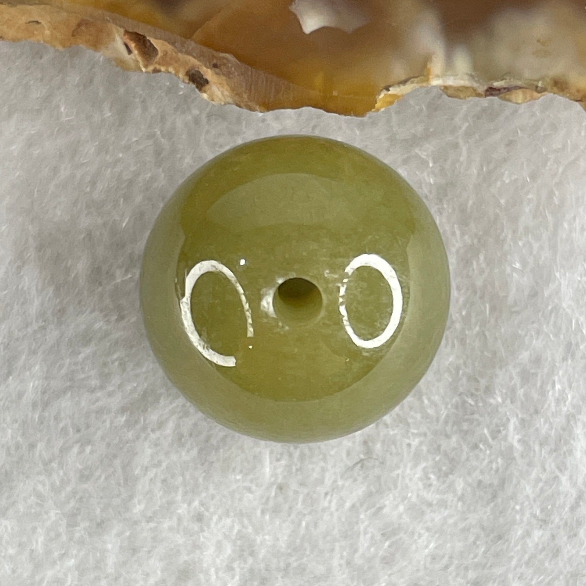 Natural Type A Yellowish Green Jadeite Bead Charm 4.49g 13.8mm - Huangs Jadeite and Jewelry Pte Ltd