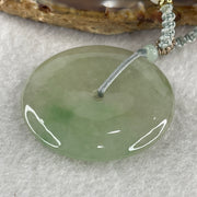 Grand Master Natural Semi Icy Light Green Jadeite Ping An Kou Pendant 20.36g 39.2 by 5.7mm - Huangs Jadeite and Jewelry Pte Ltd