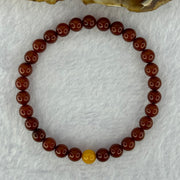 Natural Red with Butterscotch Amber Beads Bracelet 3.77g 15.5cm 6.1mm 30 Beads - Huangs Jadeite and Jewelry Pte Ltd