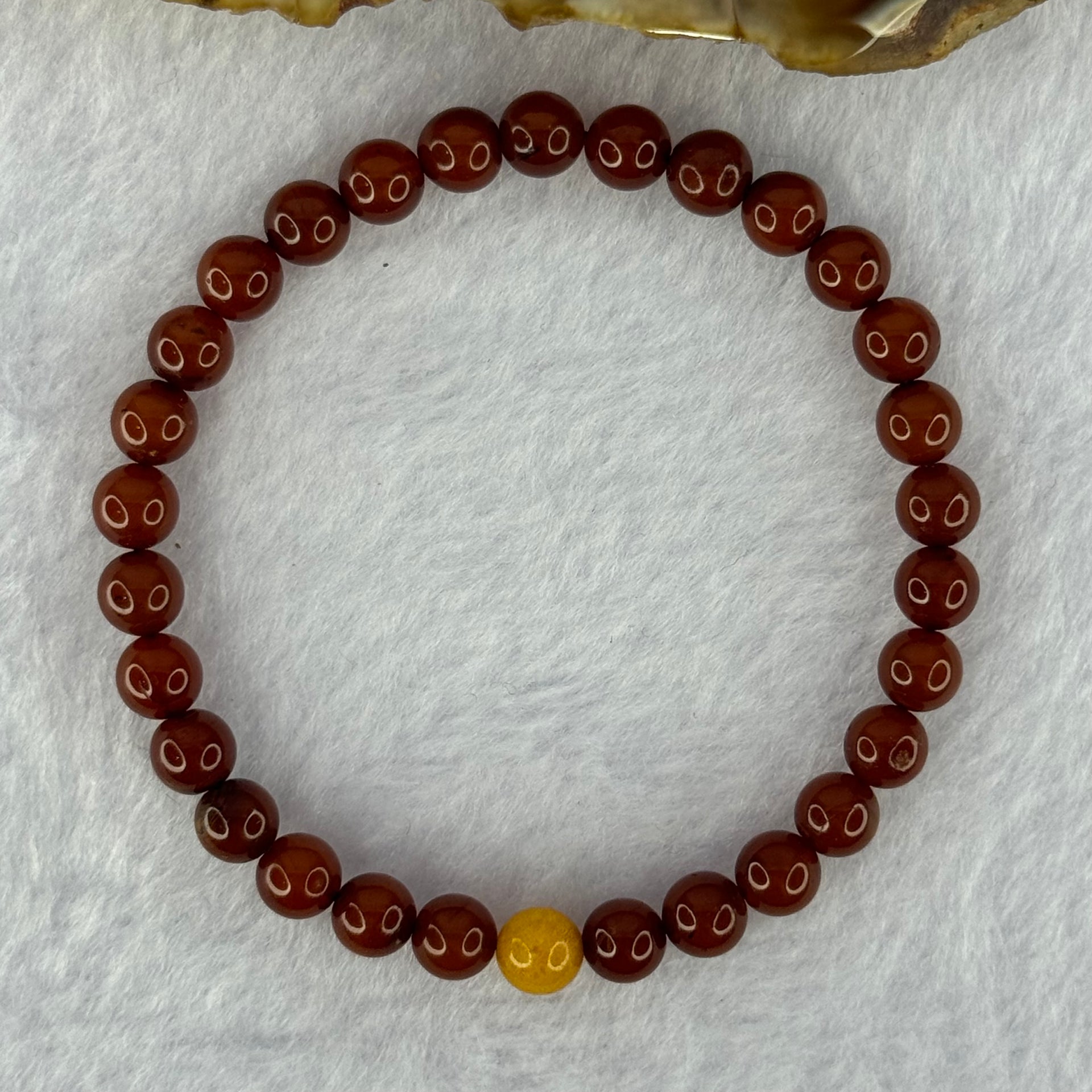 Natural Red with Butterscotch Amber Beads Bracelet 3.77g 15.5cm 6.1mm 30 Beads - Huangs Jadeite and Jewelry Pte Ltd
