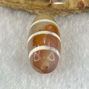 Natural Powerful Tibetan Old Oily Agate 3-Lines Dzi Bead Heavenly Master (Tian Zhu) 三行天诛 3.30g 20.1 by 10.5mm - Huangs Jadeite and Jewelry Pte Ltd