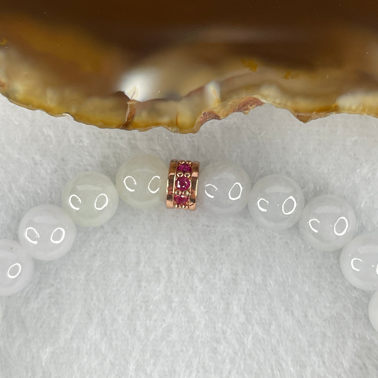 Natural Type A Faint Lavender Jadeite Bracelet | 14.5cm Petite 7.0mm Round Genuine Lavender Jade Bead Serenity Strand (15.56g, 25 Beads)