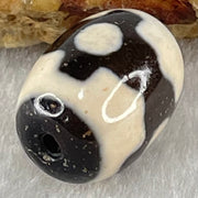 Natural Powerful Tibetan Old Oily Dark Brown With White Agate 3 Eyes Dzi Bead Heavenly Master (Tian Zhu) 三眼天诛 4.73g 17.3 by 13.4mm - Huangs Jadeite and Jewelry Pte Ltd