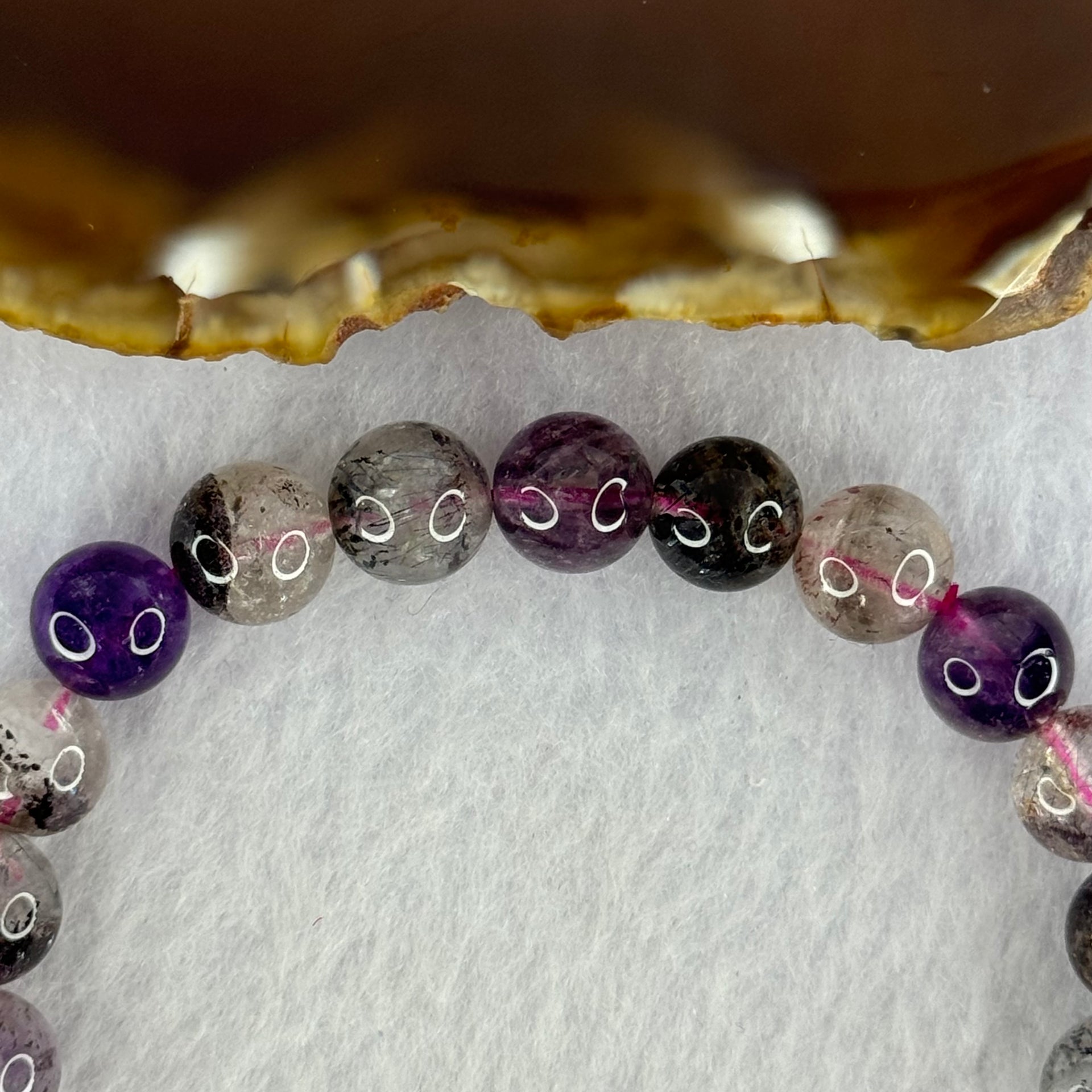 Natural Super 7 Beads Bracelet 23.17g 17cm 9.3mm 22 Beads - Huangs Jadeite and Jewelry Pte Ltd