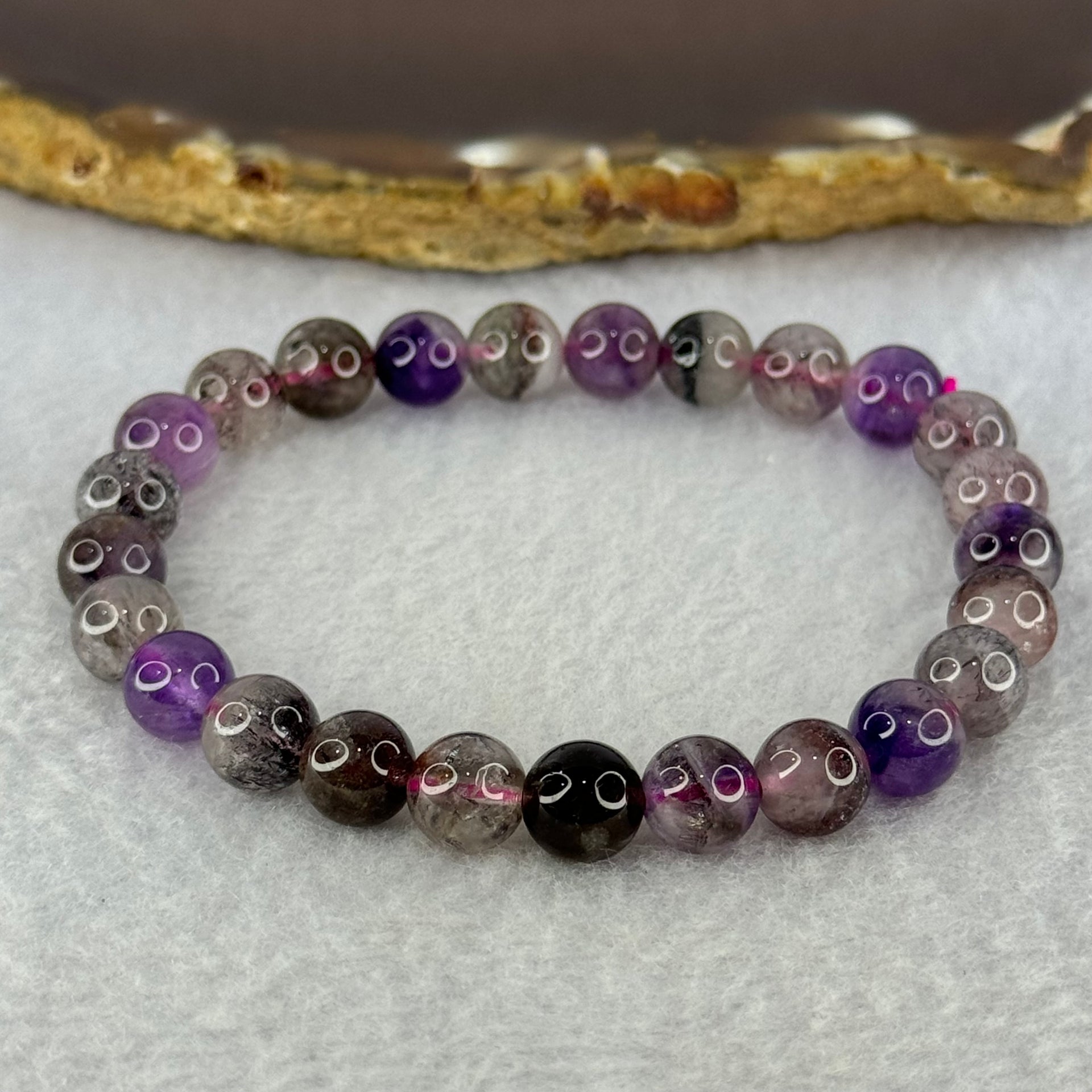 Natural Super 7 Beads Bracelet 15.70g 16cm 7.9mm 25 Beads - Huangs Jadeite and Jewelry Pte Ltd