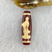 Natural Powerful Tibetan Old Oily Red and Yellowish White Agate Guan Yin Dzi Bead Heavenly Master (Tian Zhu) 观音天诛 8.00g 38.3 by 11.8mm - Huangs Jadeite and Jewelry Pte Ltd
