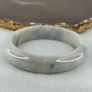 Type A Faint Green Grey Wuji Piao Hua Jadeite Bangle Internal Diameter 58.8mm 68.72g 14.6 by 8.8mm (Very Slight Internal Lines) - Huangs Jadeite and Jewelry Pte Ltd