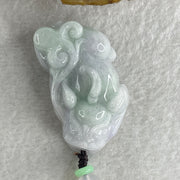 Natural Type A Light Lavender with Green Piao Hua Jadeite Pixiu Pendant 37.40g 42.3 by 25.0 by 16.0mm - Huangs Jadeite and Jewelry Pte Ltd