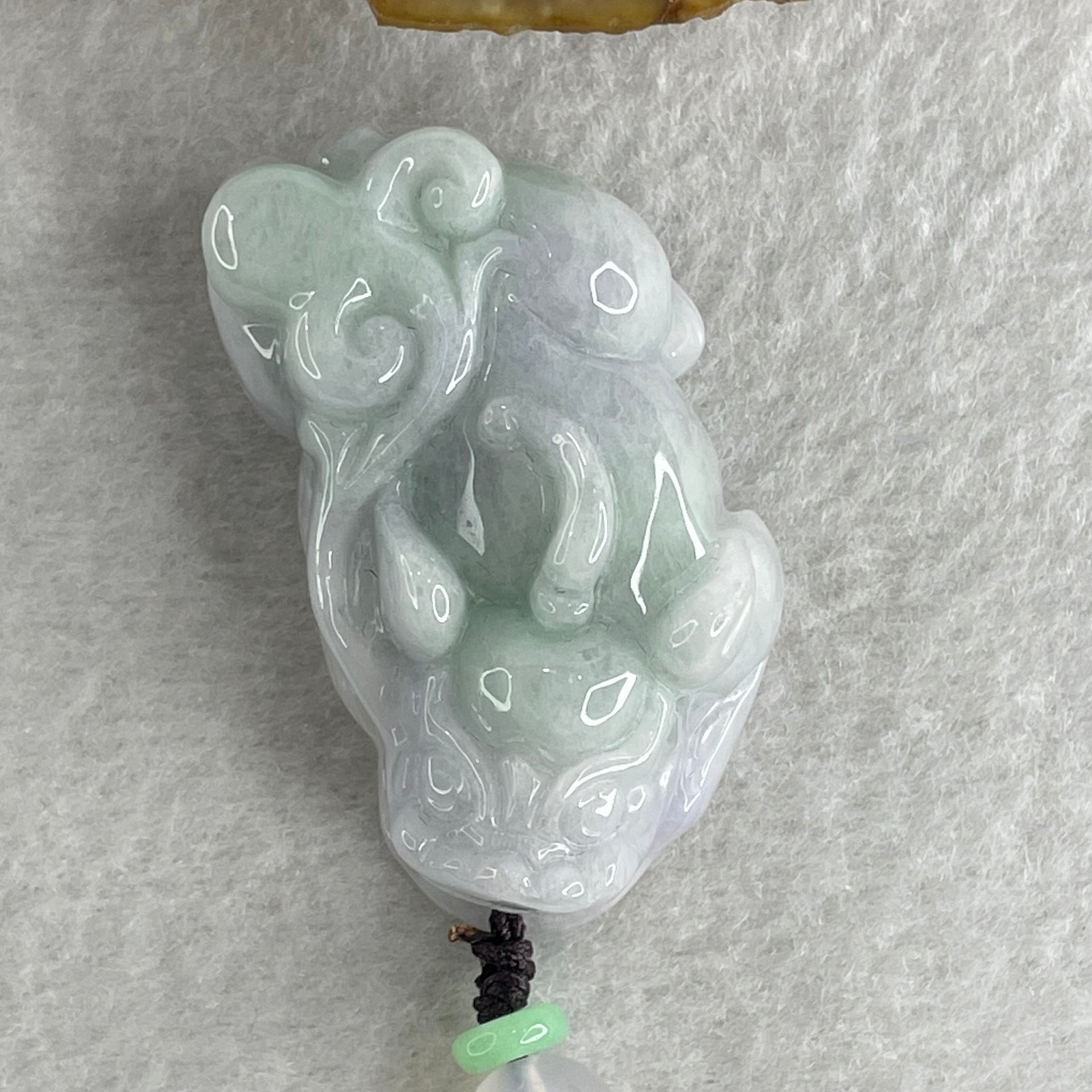 Natural Type A Light Lavender with Green Piao Hua Jadeite Pixiu Pendant 37.40g 42.3 by 25.0 by 16.0mm - Huangs Jadeite and Jewelry Pte Ltd
