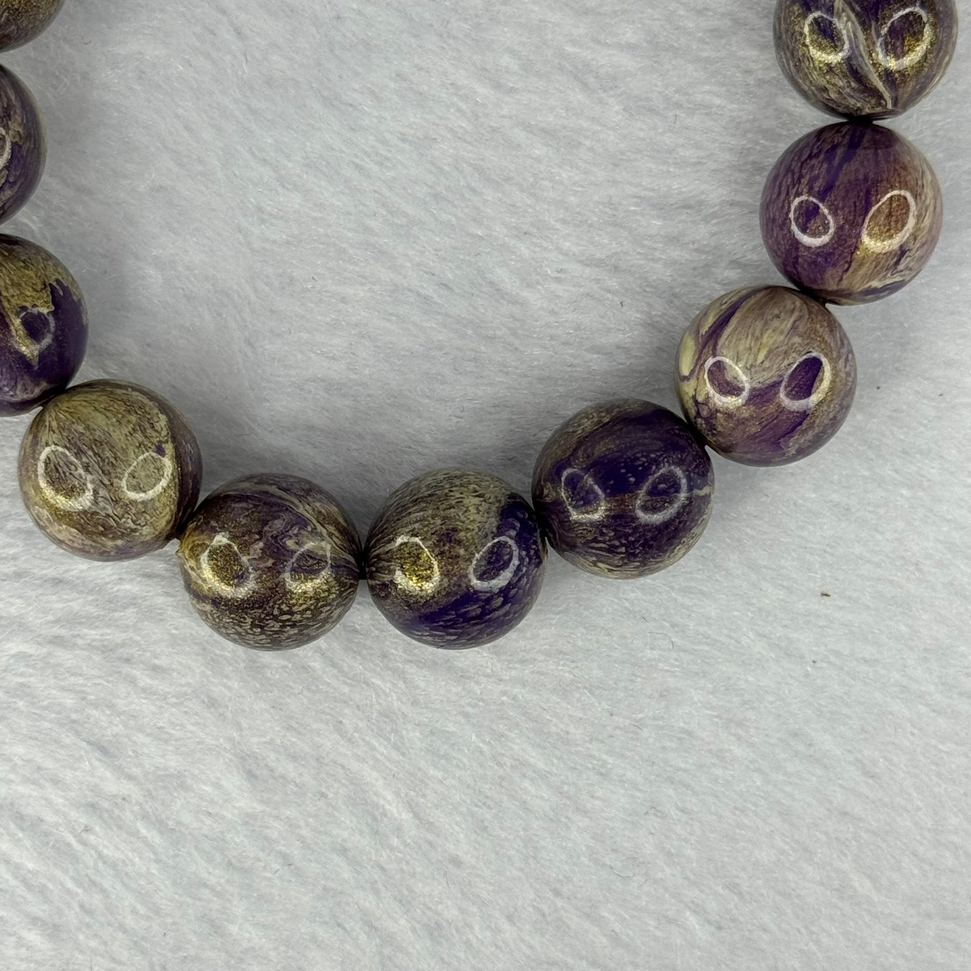 Painted Wood Bracelet 19.29g 12.3 mm 16 Beads - Huangs Jadeite and Jewelry Pte Ltd