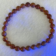 Natural Purple Honey Amber Beads Bracelet 天然紫蜜琥珀手链 3.81g 15.5cm 6.4mm 28 Beads - Huangs Jadeite and Jewelry Pte Ltd