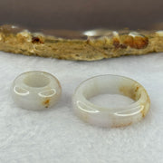 Type A Lavender with Brown and Green Patches Jadeite Ring 6.8 by 3.4mm with Mini Donut Ping An Kou 7.9mm by 4.2mm Total 7.13g US8.25 HK18.5 - Huangs Jadeite and Jewelry Pte Ltd