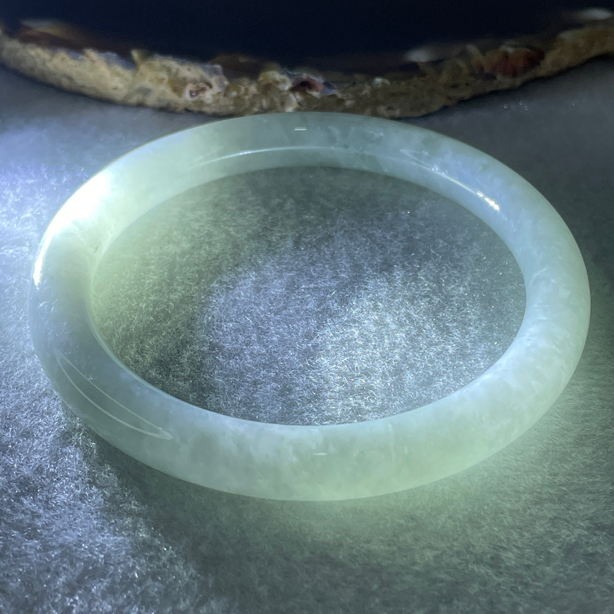Natural Type A Light Green Jadeite Full Round Bangle | 55.6mm Yuan Tiao (33.96g 8.0x7.9mm | Perfect Grade | Imperial Wholeness & Heart Vitality) - Huangs Jadeite and Jewelry Pte Ltd