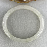 Certified Natural Type A Near White & Faint Green Jadeite Oval Bangle | 65.1mm Inner Diameter (48.42g 10.8x7.7mm | Internal Line, Slight External Rough | Pure Peace & Heart Harmony) - Huangs Jadeite and Jewelry Pte Ltd