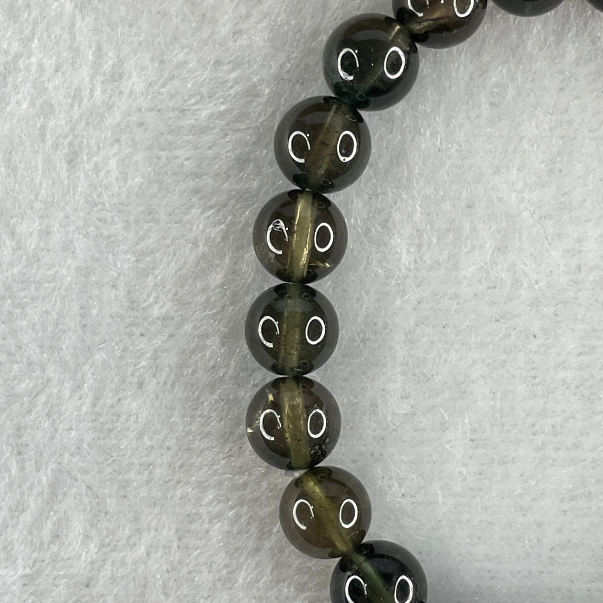 Very Good Natural Green Tourmaline Crystal Beads Bracelet 13.38g 13.5cm 7.2mm 23Beads - Huangs Jadeite and Jewelry Pte Ltd