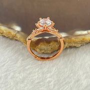 Colourless Cubic Zirconia with Crystals In PT950 Plated Sliver Rose Gold Color Ring (Adjustable Size) 2.44g 6.2 by 4.2mm - Huangs Jadeite and Jewelry Pte Ltd